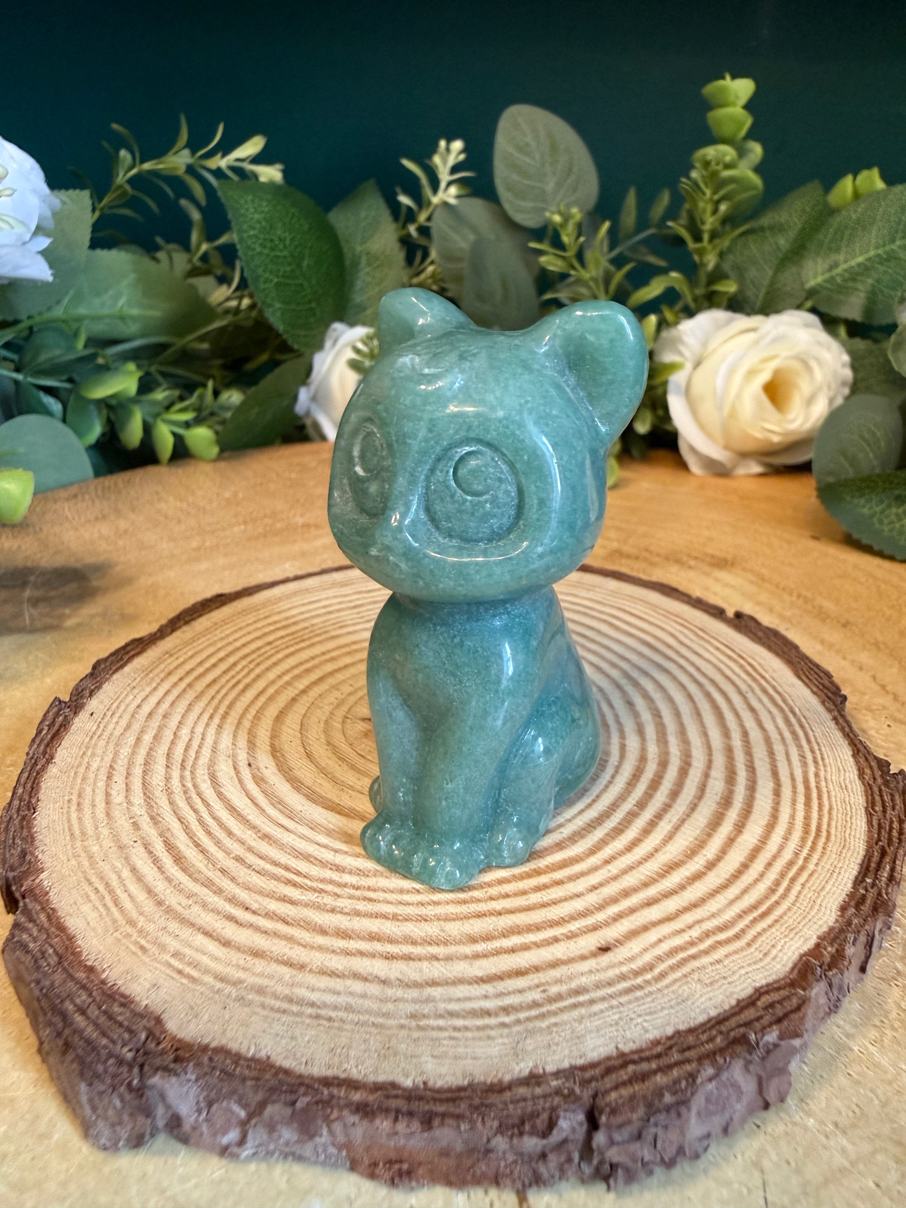 Green Aventurine Cat Carving – 6cm, 72g