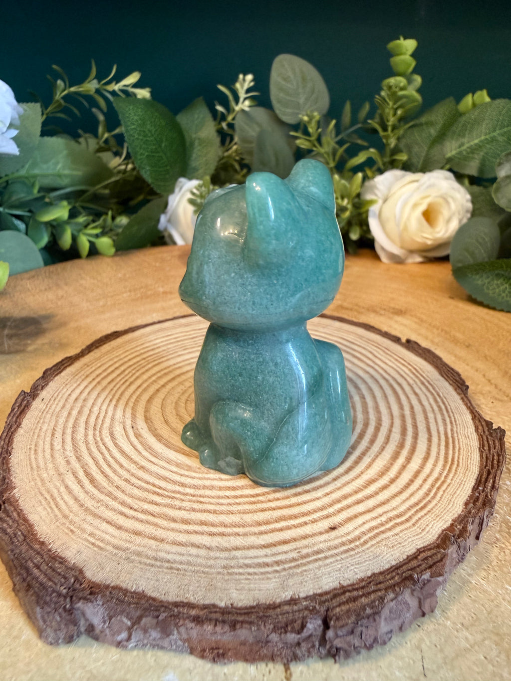Green Aventurine Cat Carving – 6cm, 72g