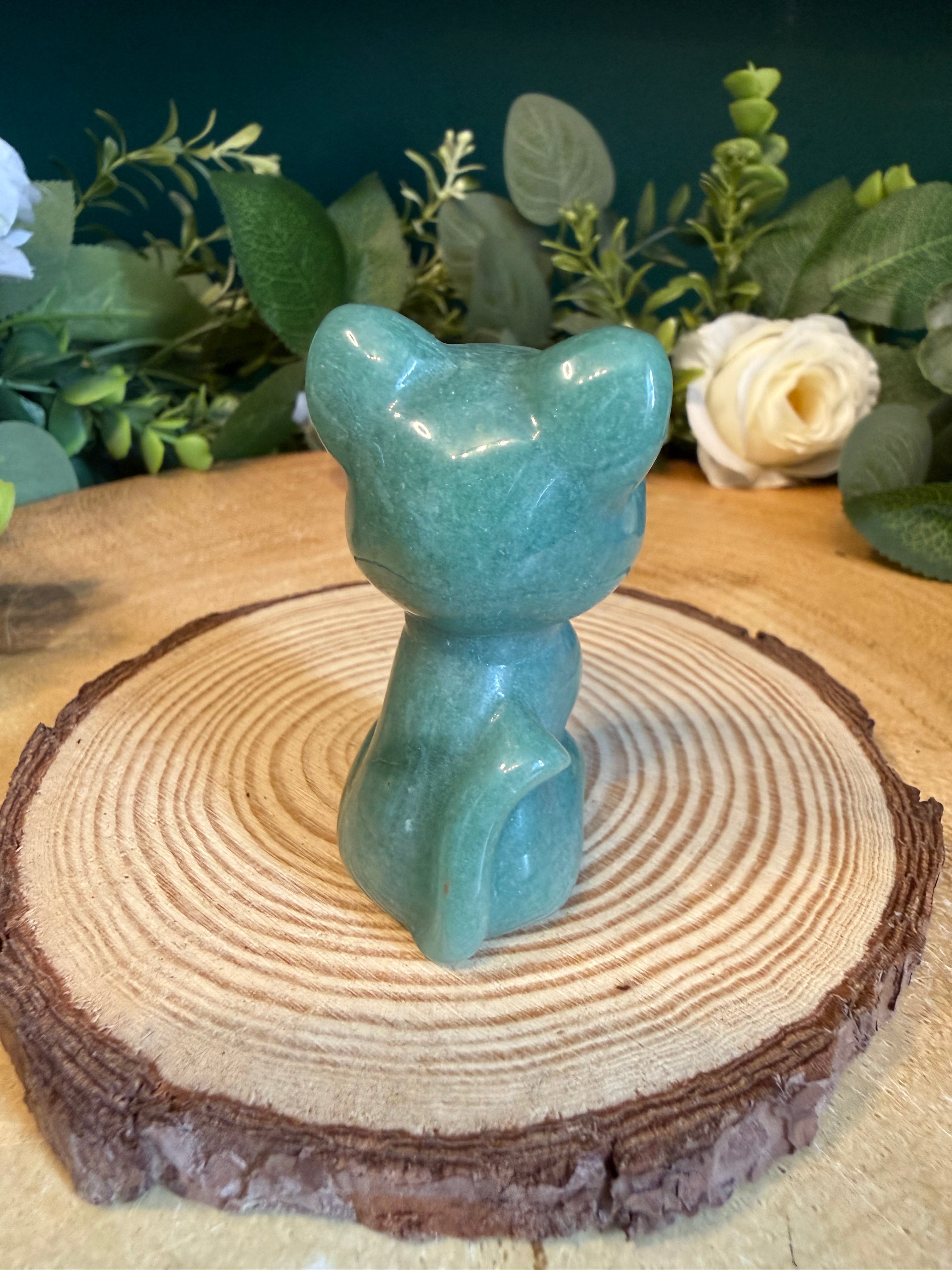 Green Aventurine Cat Carving – 6cm, 72g