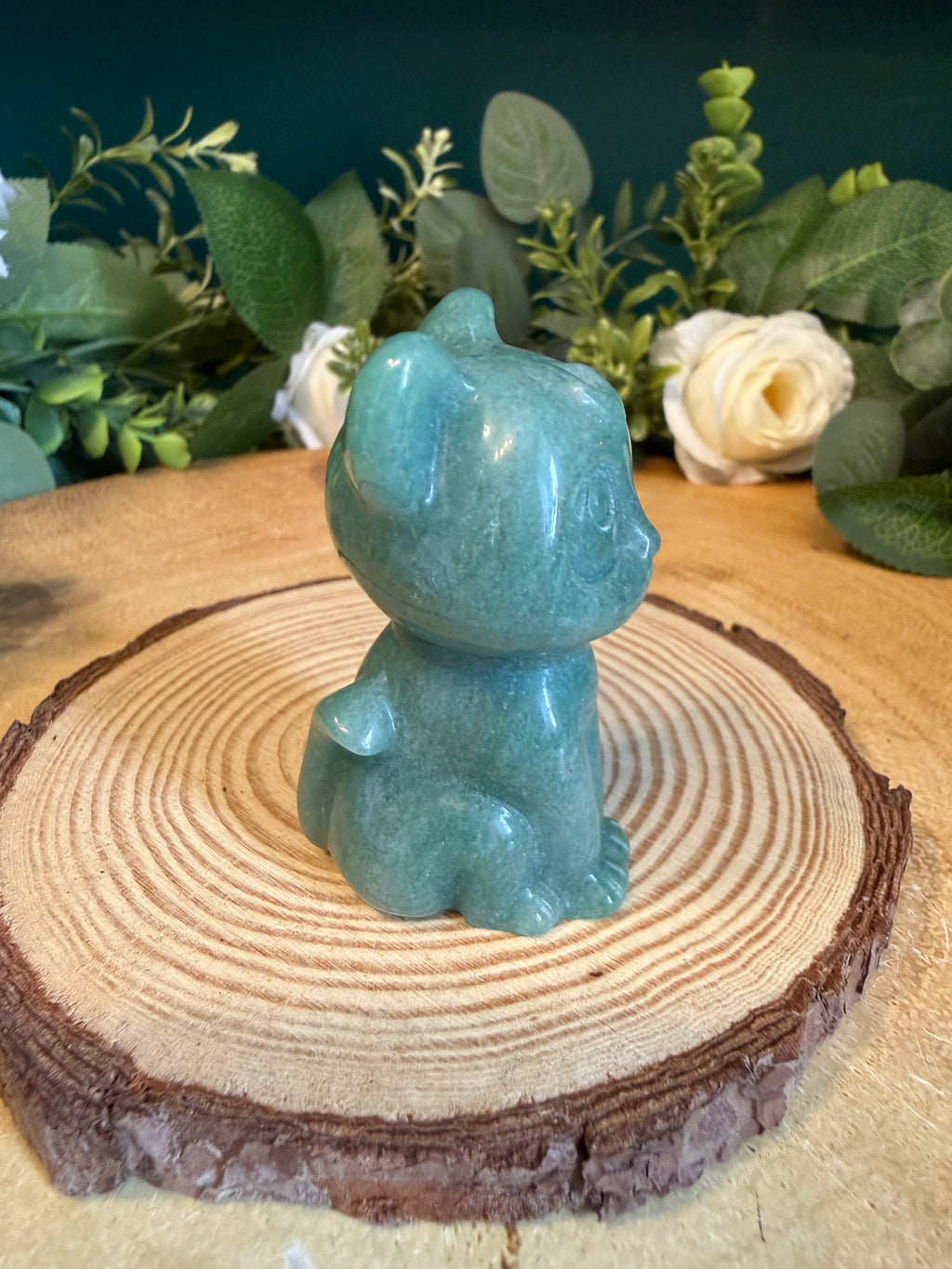 Green Aventurine Cat Carving – 6cm, 72g