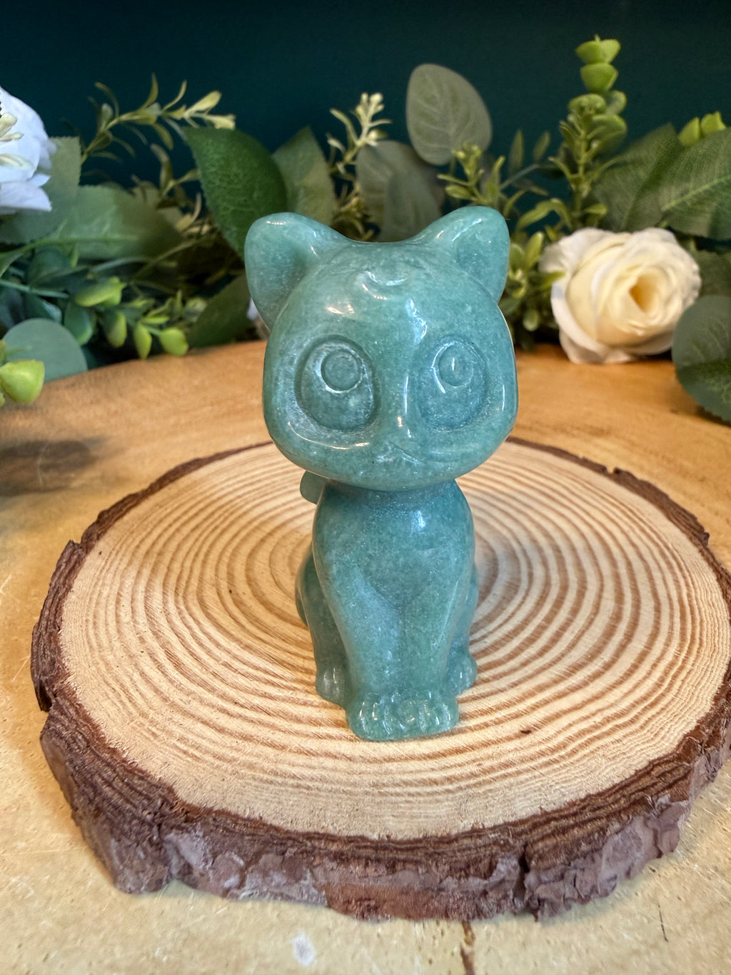 Green Aventurine Cat Carving – 6cm, 72g