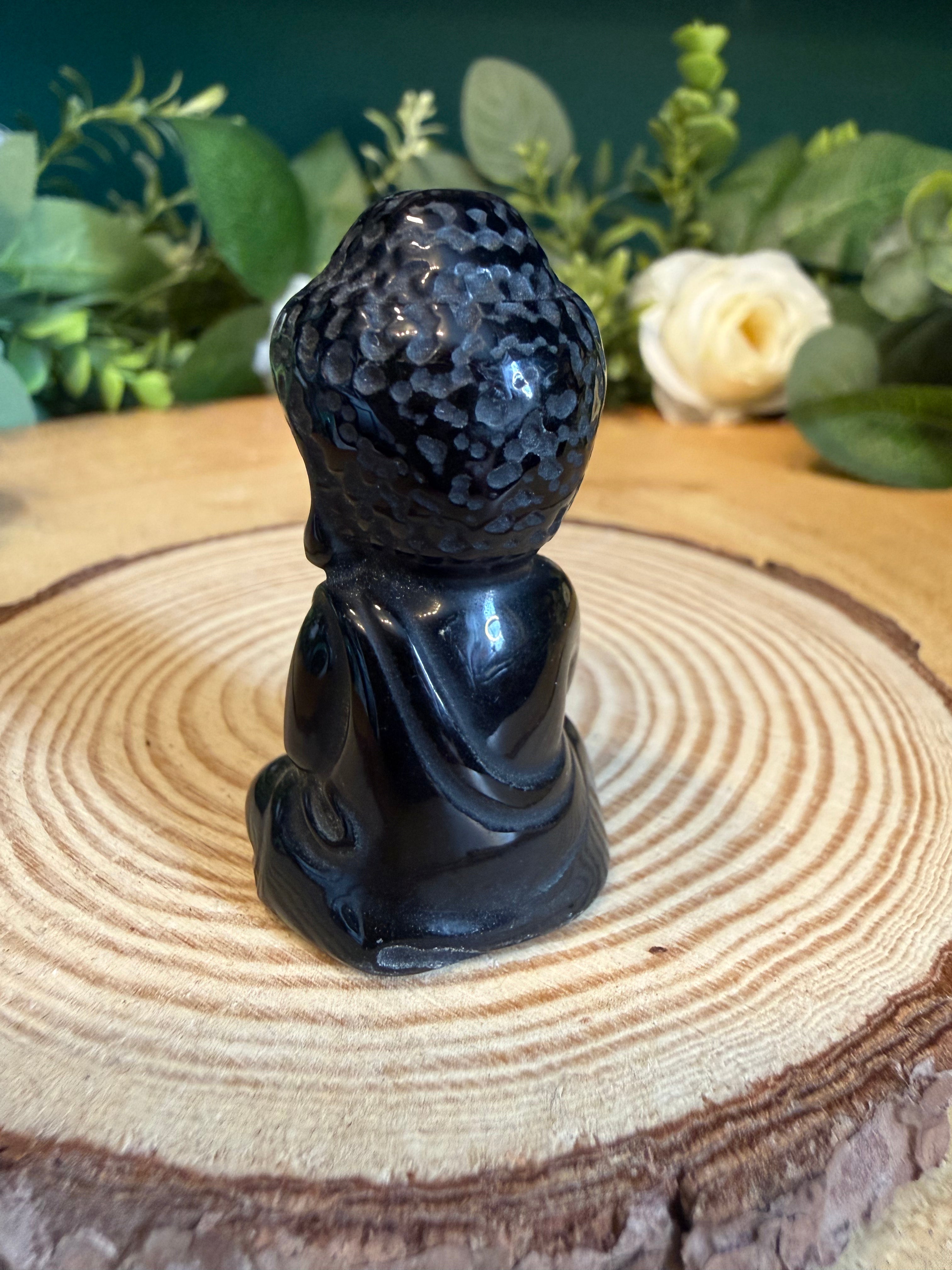 Black Obsidian Buddha Carving – Approximately 5cm, 30g