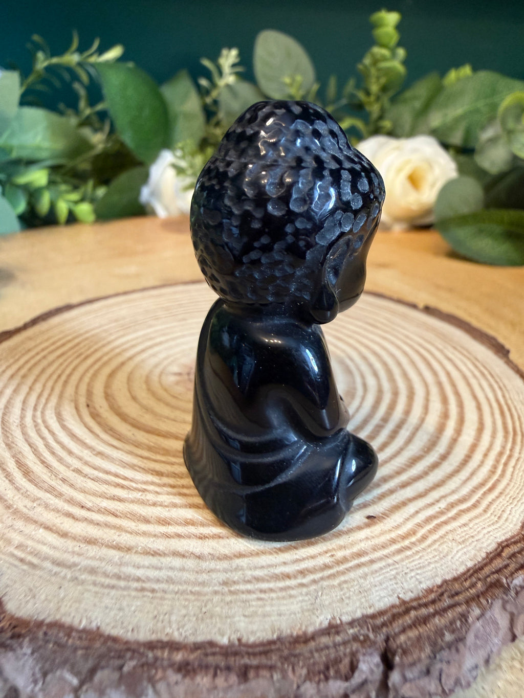 Black Obsidian Buddha Carving – Approximately 5cm, 30g