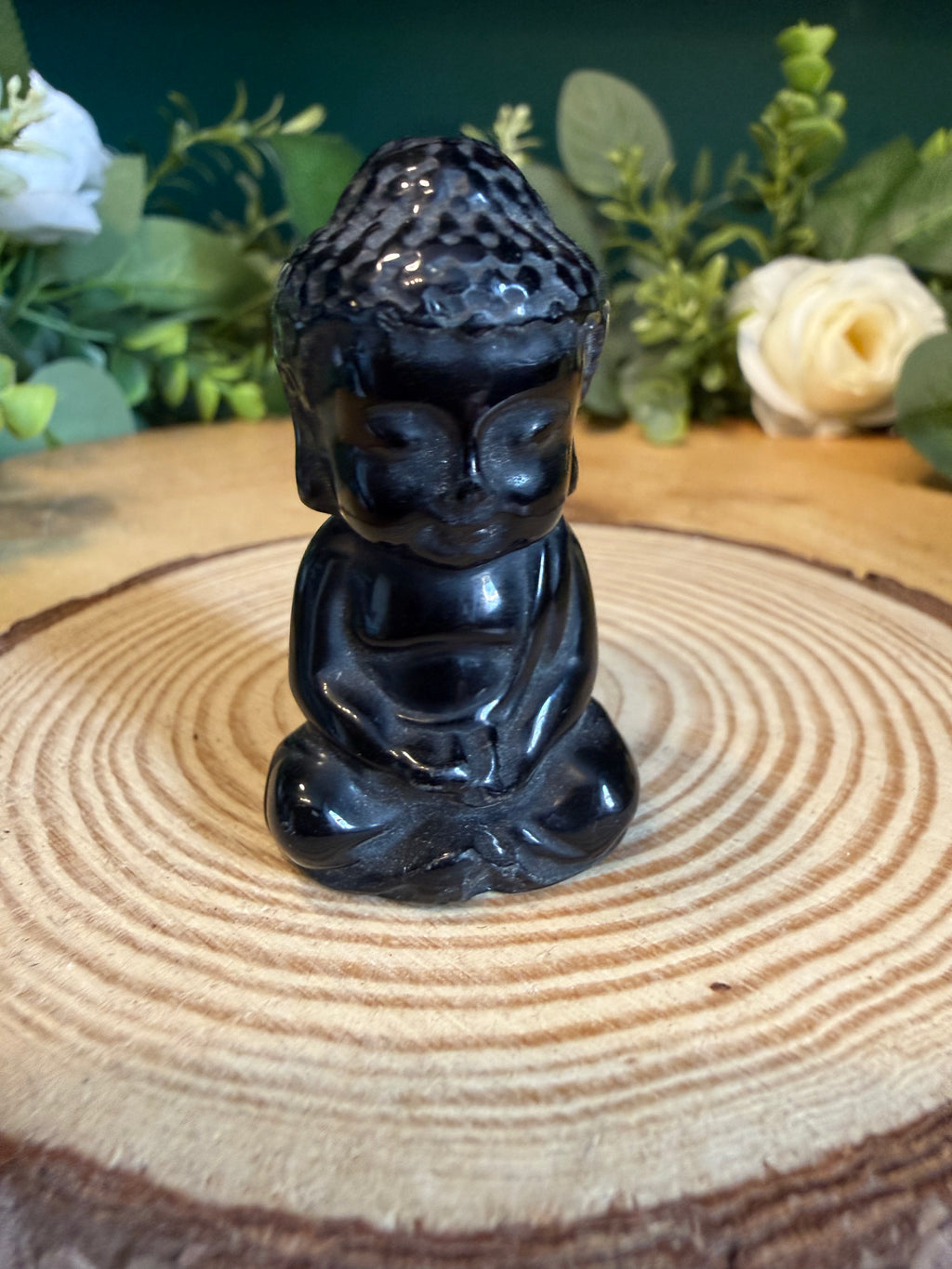Black Obsidian Buddha Carving – Approximately 5cm, 30g
