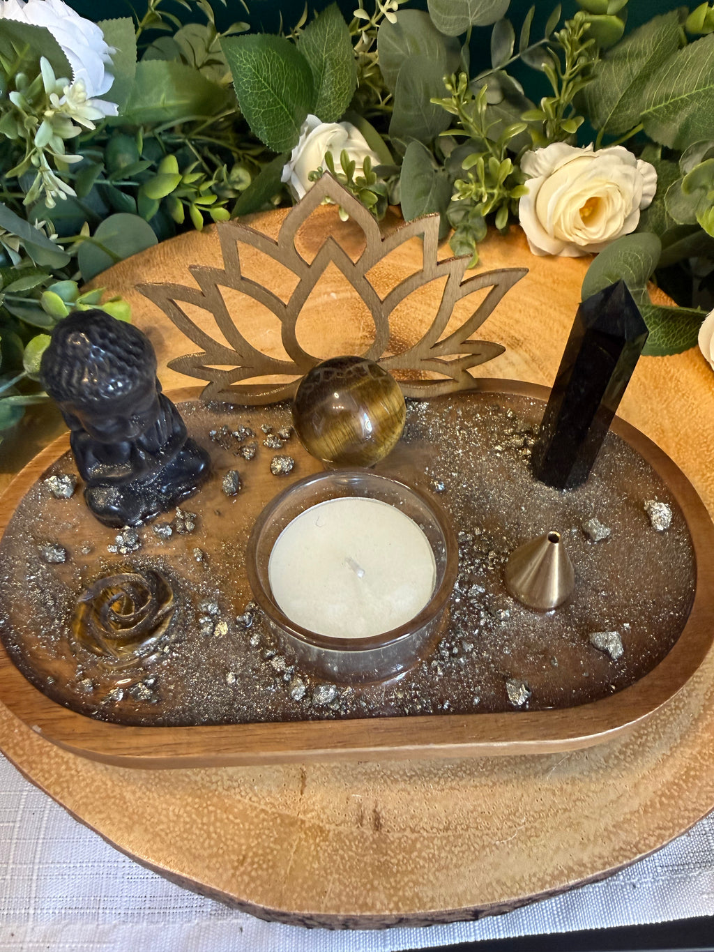 Protection & Abundance Crystal Altar Plate