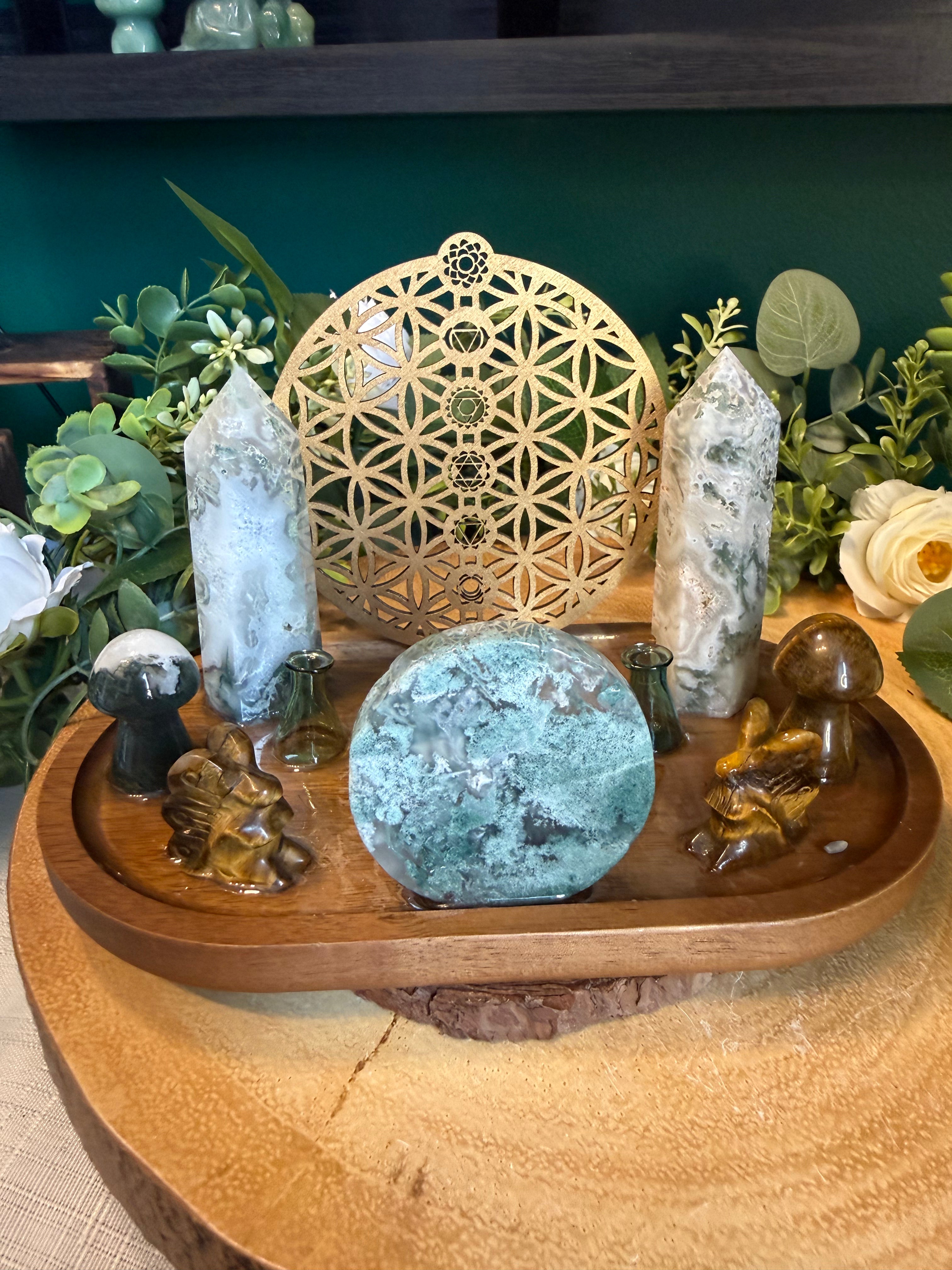 Green Witch Woodland Crystal Altar Plate