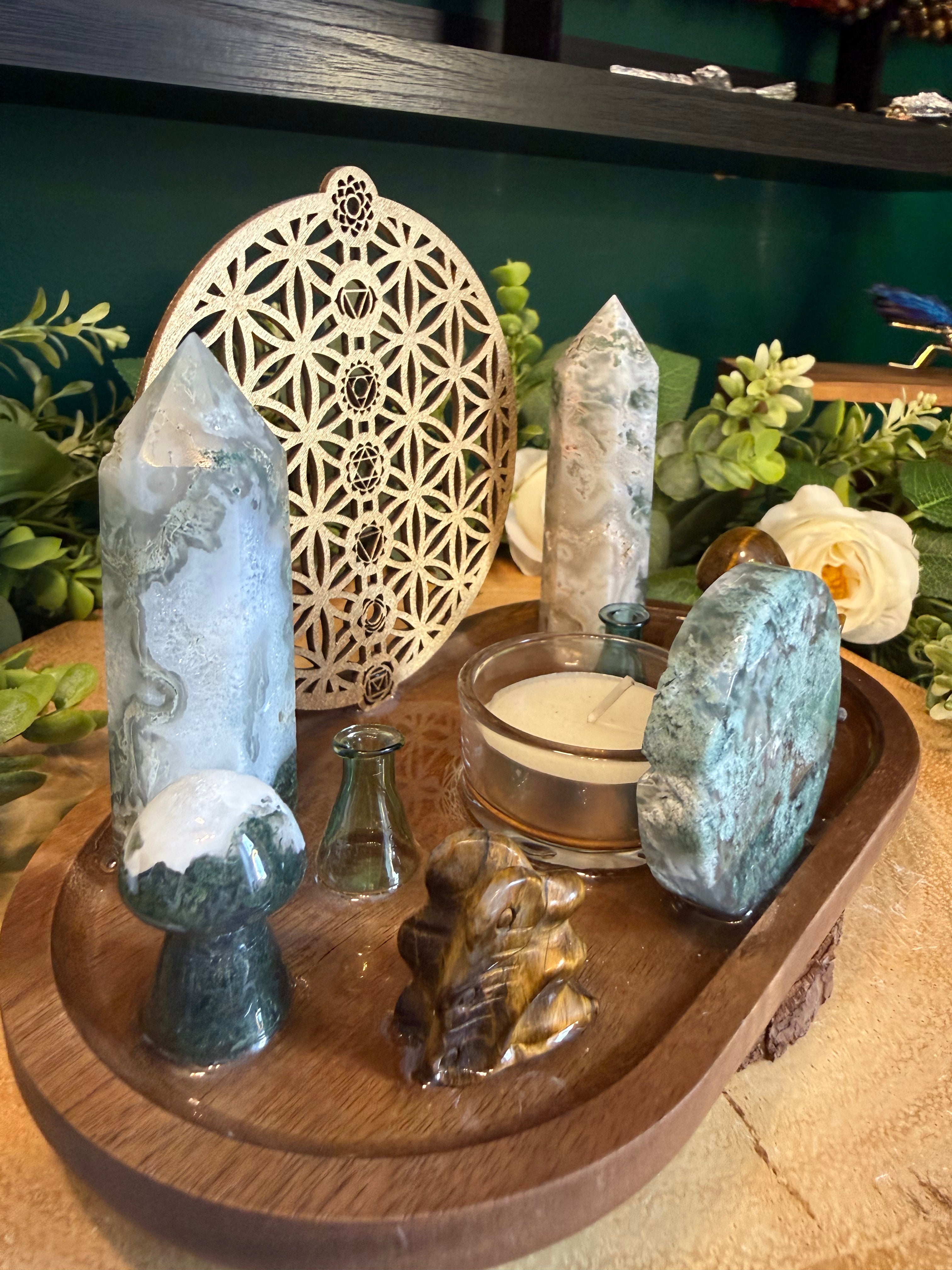 Green Witch Woodland Crystal Altar Plate