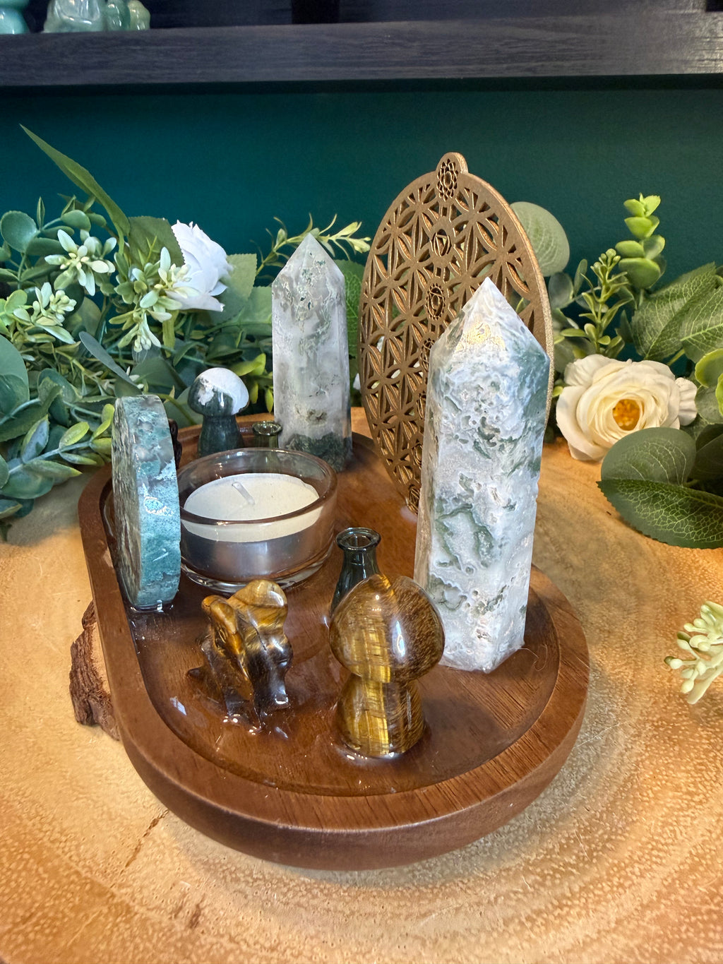 Green Witch Woodland Crystal Altar Plate