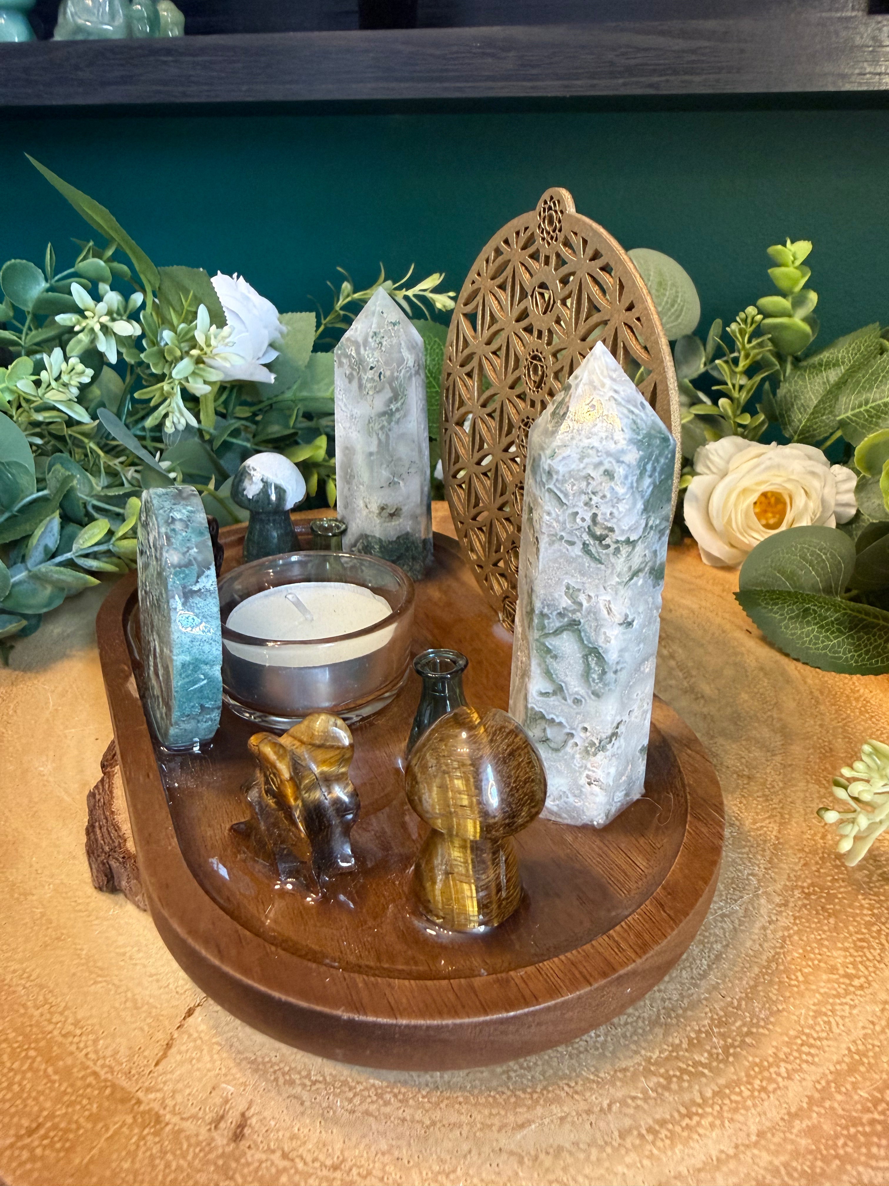 Green Witch Woodland Crystal Altar Plate