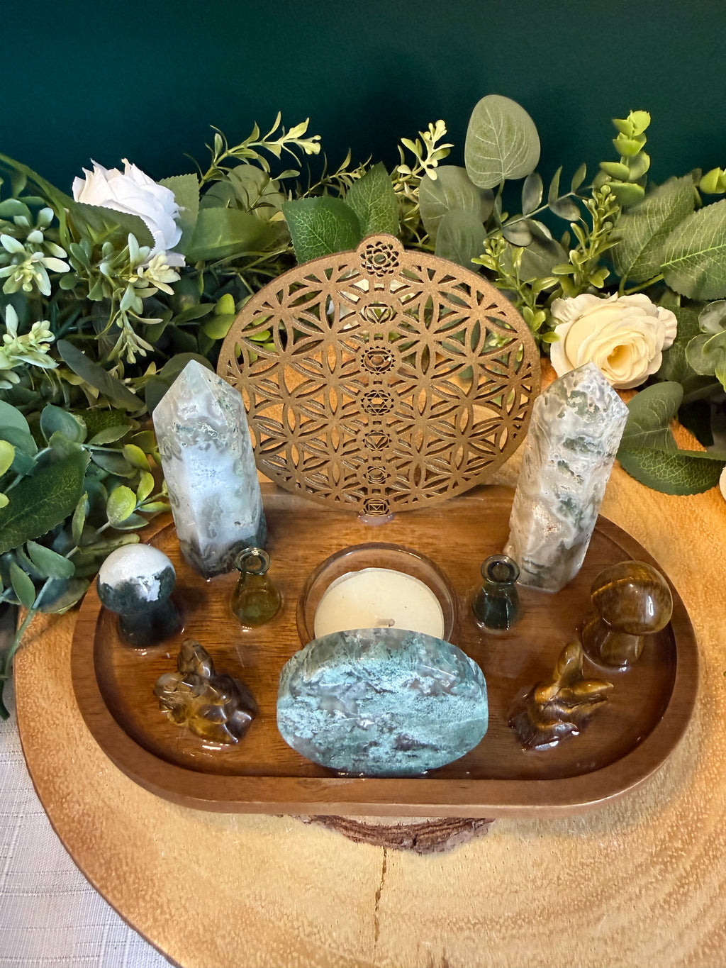 Green Witch Woodland Crystal Altar Plate
