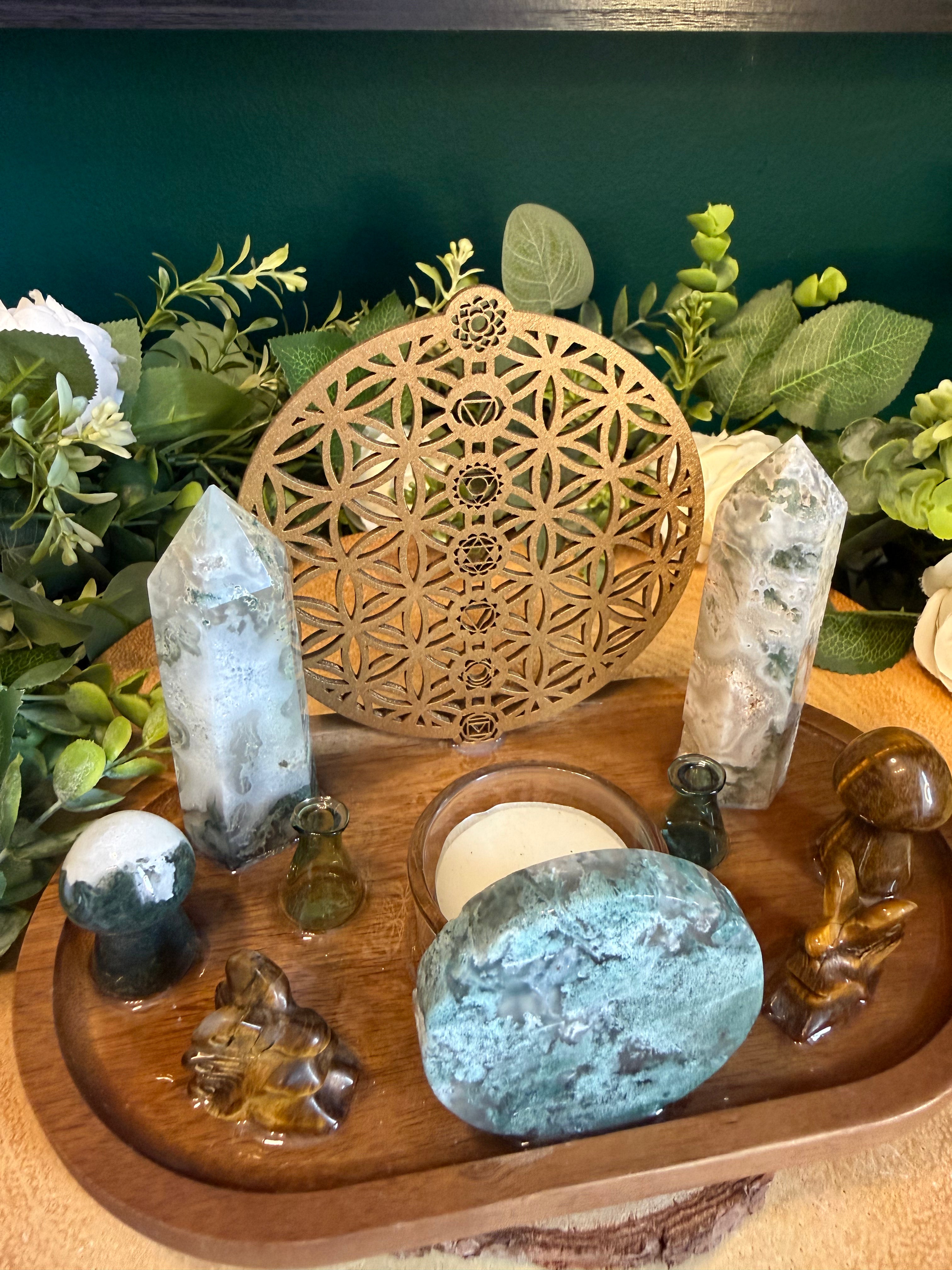 Green Witch Woodland Crystal Altar Plate