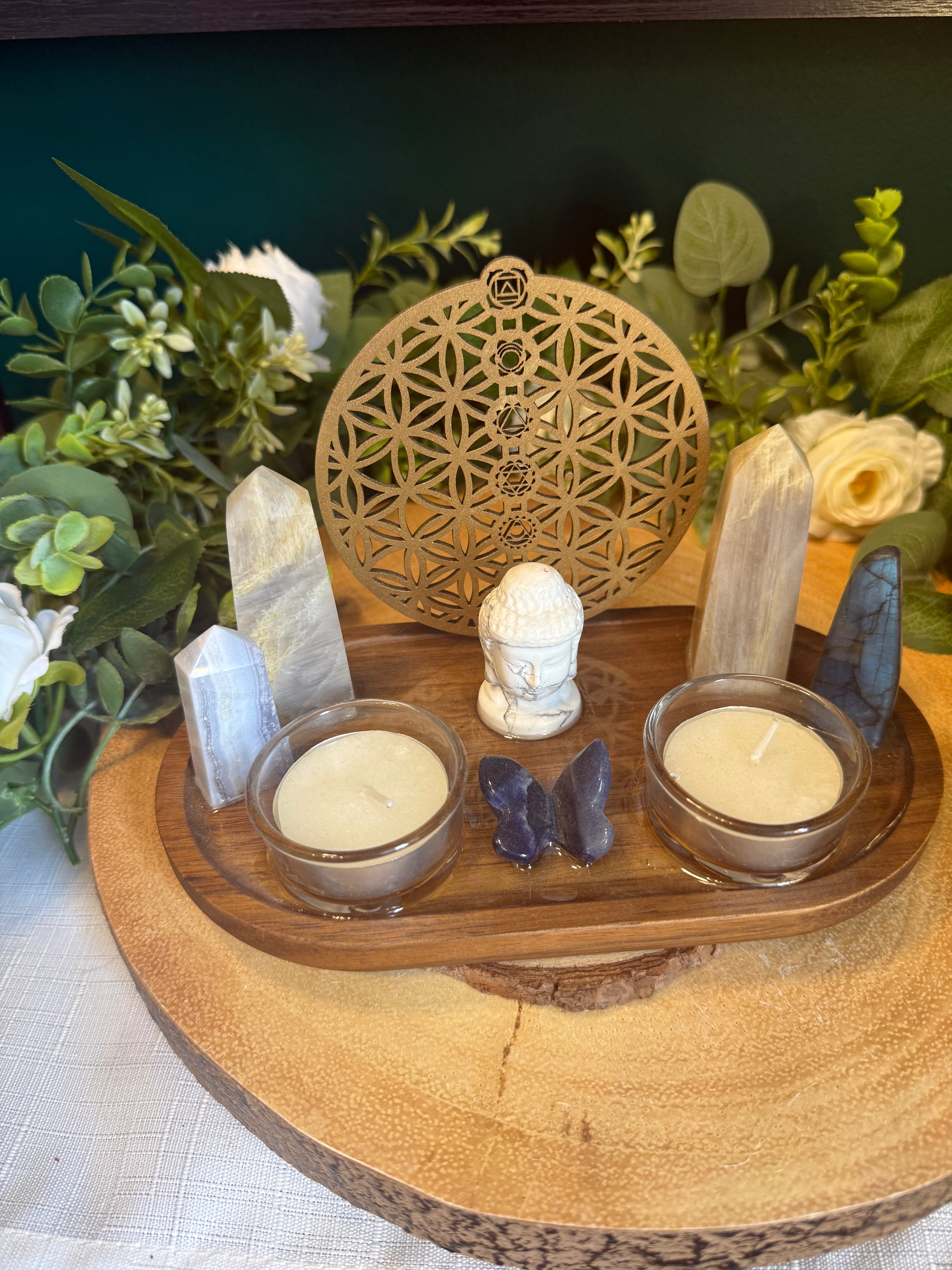 Moonlit Calm & Intuition Crystal Altar Plate