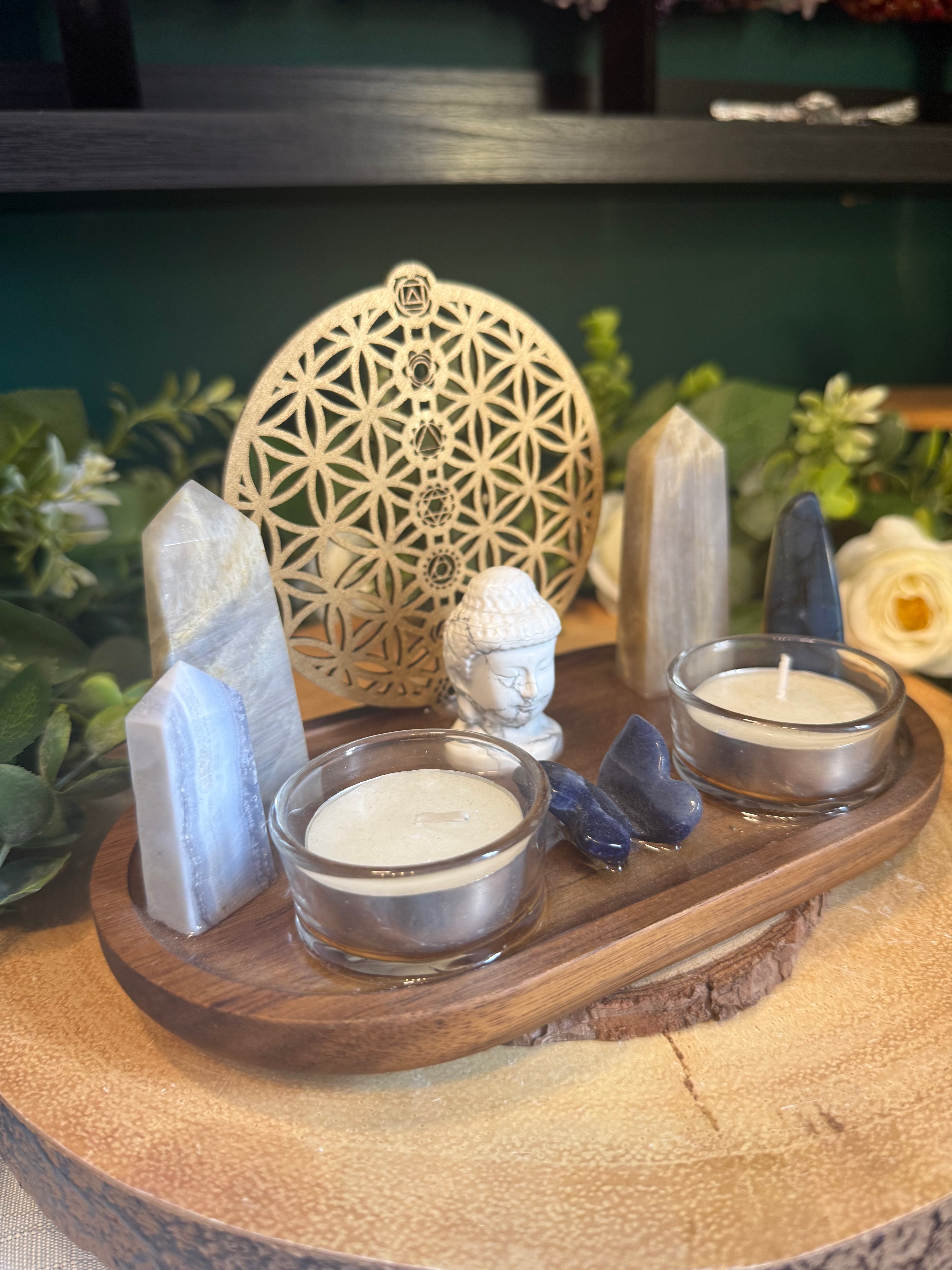 Moonlit Calm & Intuition Crystal Altar Plate